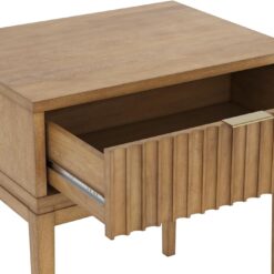 Nathan James Boho Jasper Wood Nightstand with Drawer, Fluted Side Table or End Table with Storage, Light Brown