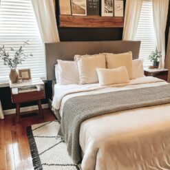Nathan James Mid-Century Rectangle Accent Side or End Table Walnut Finish Wood and Faux Marble Top with Storage Nightstand, Frame, White/Brown