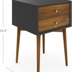 Nathan James Harper Modern Nightstand Side Accent or End Table with Storage Drawer, 1, Black/Brown
