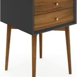 Nathan James Harper Modern Nightstand Side Accent or End Table with Storage Drawer, 1, Black/Brown