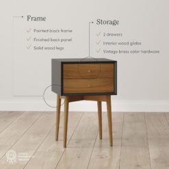 Nathan James Harper Modern Nightstand Side Accent or End Table with Storage Drawer, 1, Black/Brown