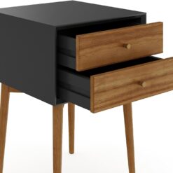 Nathan James Harper Modern Nightstand Side Accent or End Table with Storage Drawer, 1, Black/Brown