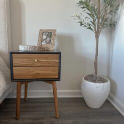 Nathan James Harper Modern Nightstand Side Accent or End Table with Storage Drawer, 1, Black/Brown