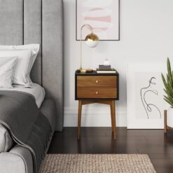 Nathan James Harper Modern Nightstand Side Accent or End Table with Storage Drawer, 1, Black/Brown
