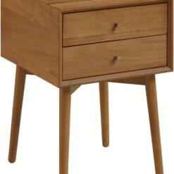 Nathan James 32704 Harper Mid-Century Oak Wood Nightstand with 2-Drawers, Small Side End Table with Storage, Brown
