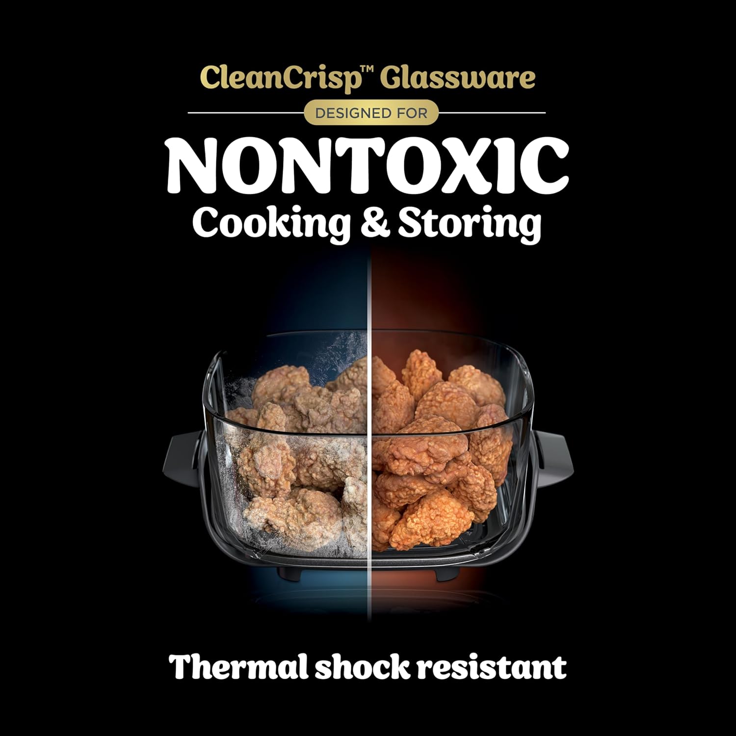 Ninja Crispi 5-in-1 Glass Air Fryer | 450°F, Nontoxic, 4QT & 6-Cup Containers & Lids | Microwave, Freezer, Dishwasher Safe | Max Crisp, Air Fry, Bake, Recrisp, Keep Warm | Brit. Racing Green, FN103BF