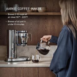 Aarke Coffee Maker - Electric 10 Cup / 42 fl oz Drip Brewer with Automatic Drip-Stop, Glass Carafe