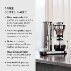 Aarke Coffee Maker - Electric 10 Cup / 42 fl oz Drip Brewer with Automatic Drip-Stop, Glass Carafe