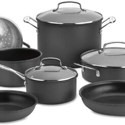 Cuisinart 11-Piece Cookware Set, Black, Chef's Classic Nonstick Hard Anodized, 66-11