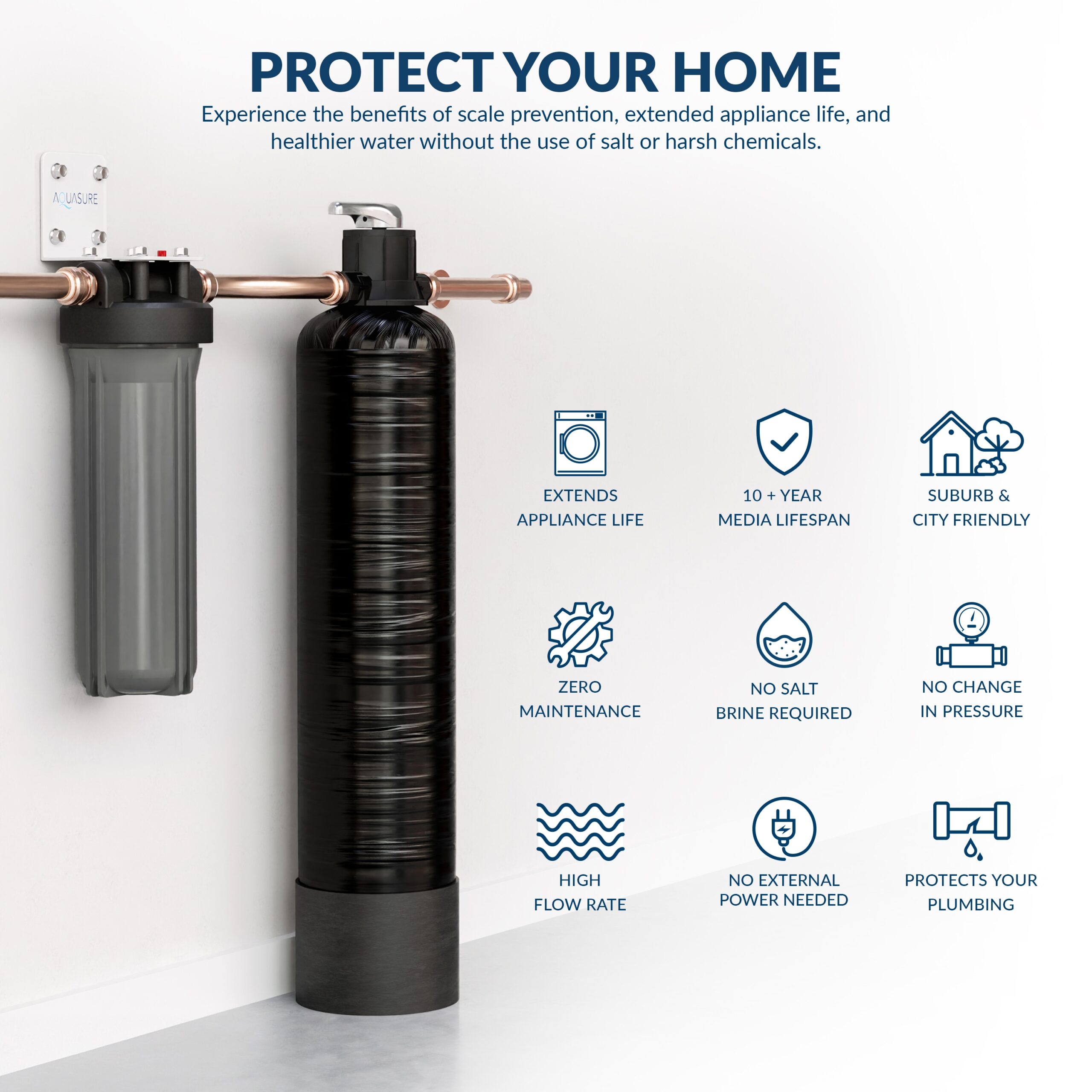 AQUASURE Fortitude Lite Carbon and Sediment Whole House Water Filtration System Dual-Stage 10-GPM 25 Micron