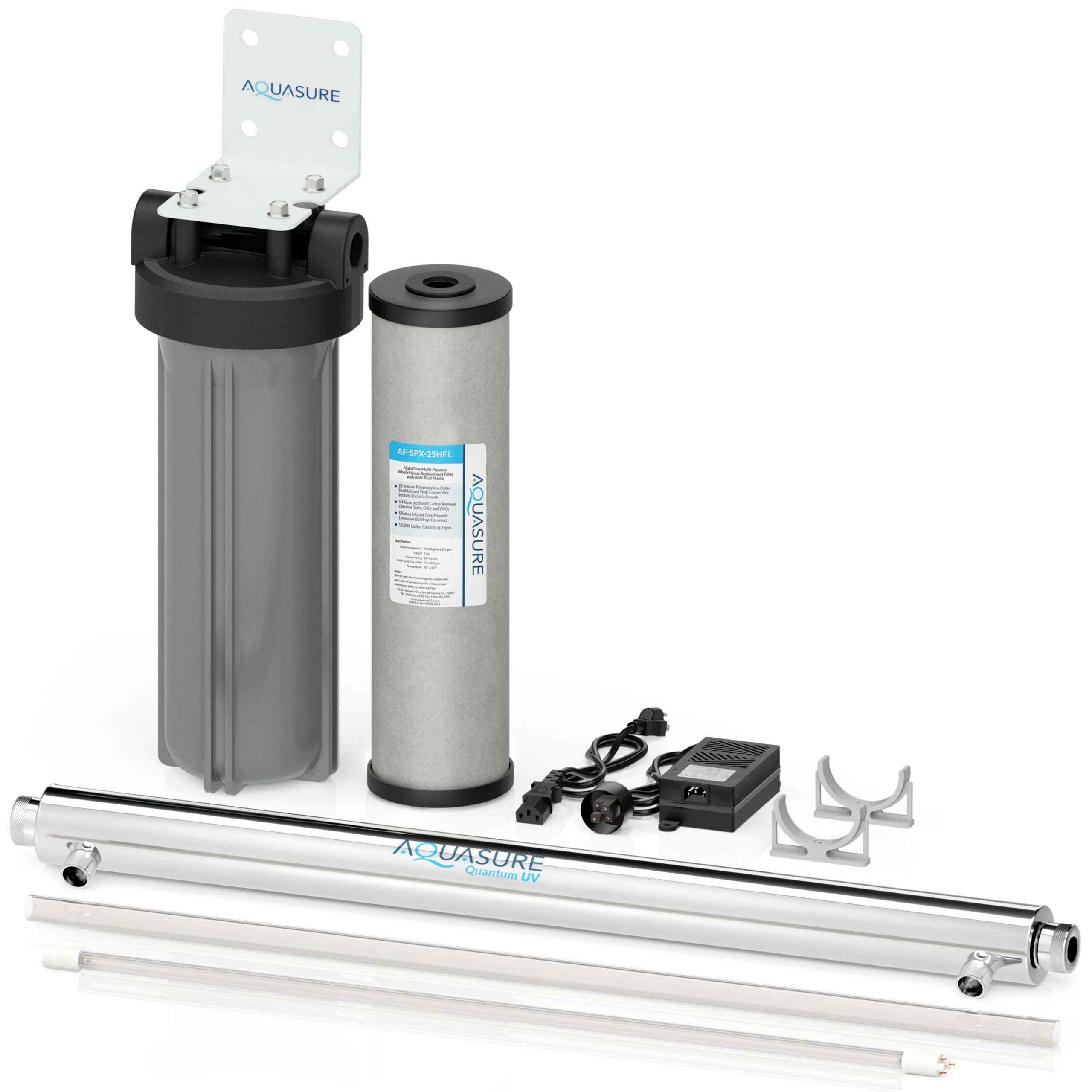 AQUASURE Quantum Series Dual-stage 12-GPM Ultraviolet UV Hard water Whole House Water Filtration System