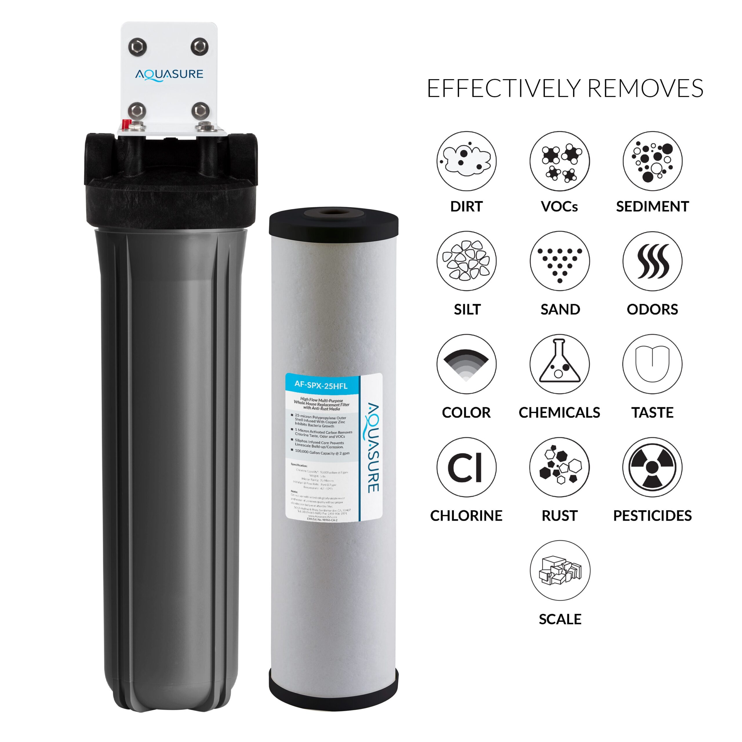 AQUASURE Quantum Series Dual-stage 12-GPM Ultraviolet UV Hard water Whole House Water Filtration System