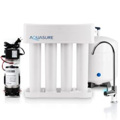 AQUASURE Premier 4-stage Membrane Reverse Osmosis Filtration Under Sink Water Filtration System with Chrome Faucet