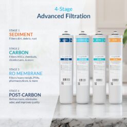 AQUASURE Premier 4-stage Membrane Reverse Osmosis Filtration Under Sink Water Filtration System with Chrome Faucet
