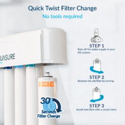 AQUASURE Premier 4-stage Membrane Reverse Osmosis Filtration Under Sink Water Filtration System with Chrome Faucet