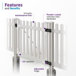 WamBam Fence Traditional Classic Picket Fence Gate 4-ft H x 4-ft W White Vinyl Picket Fence gate (Unassembled)