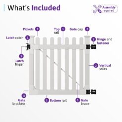WamBam Fence Traditional Classic Picket Fence Gate 4-ft H x 4-ft W White Vinyl Picket Fence gate (Unassembled)