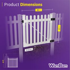 WamBam Fence Traditional Classic Picket Fence Gate 4-ft H x 4-ft W White Vinyl Picket Fence gate (Unassembled)