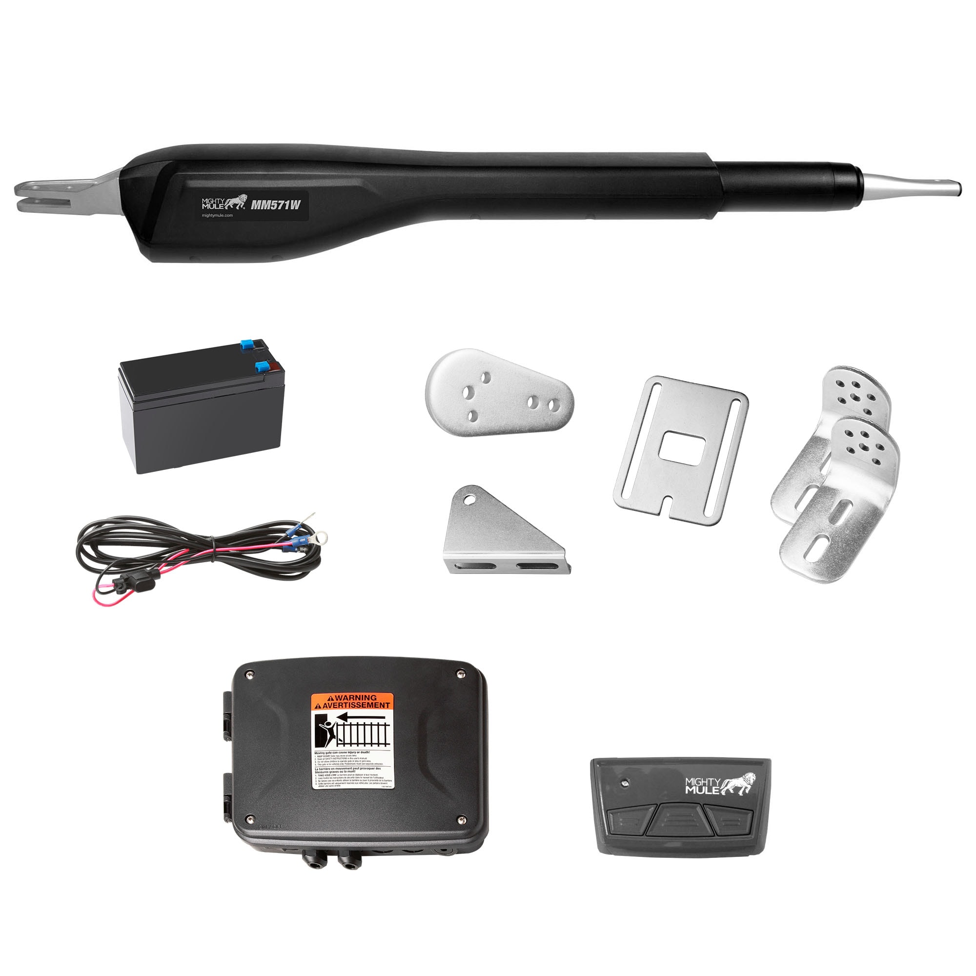 Mighty Mule 18-Feet Single swing Universal Battery Driveway Gate Opener Kit (Solar Compatible)