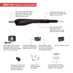 Mighty Mule 18-Feet Single swing Universal Battery Driveway Gate Opener Kit (Solar Compatible)