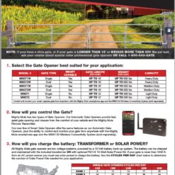 Mighty Mule 12-Feet Dual swing Universal Battery Driveway Gate Opener Kit (Solar Compatible)