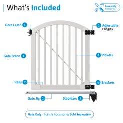 WamBam Fence Premium 4-ft H x 4-ft W Arched Pool Style Vinyl Fence gate No Dig (Unassembled)