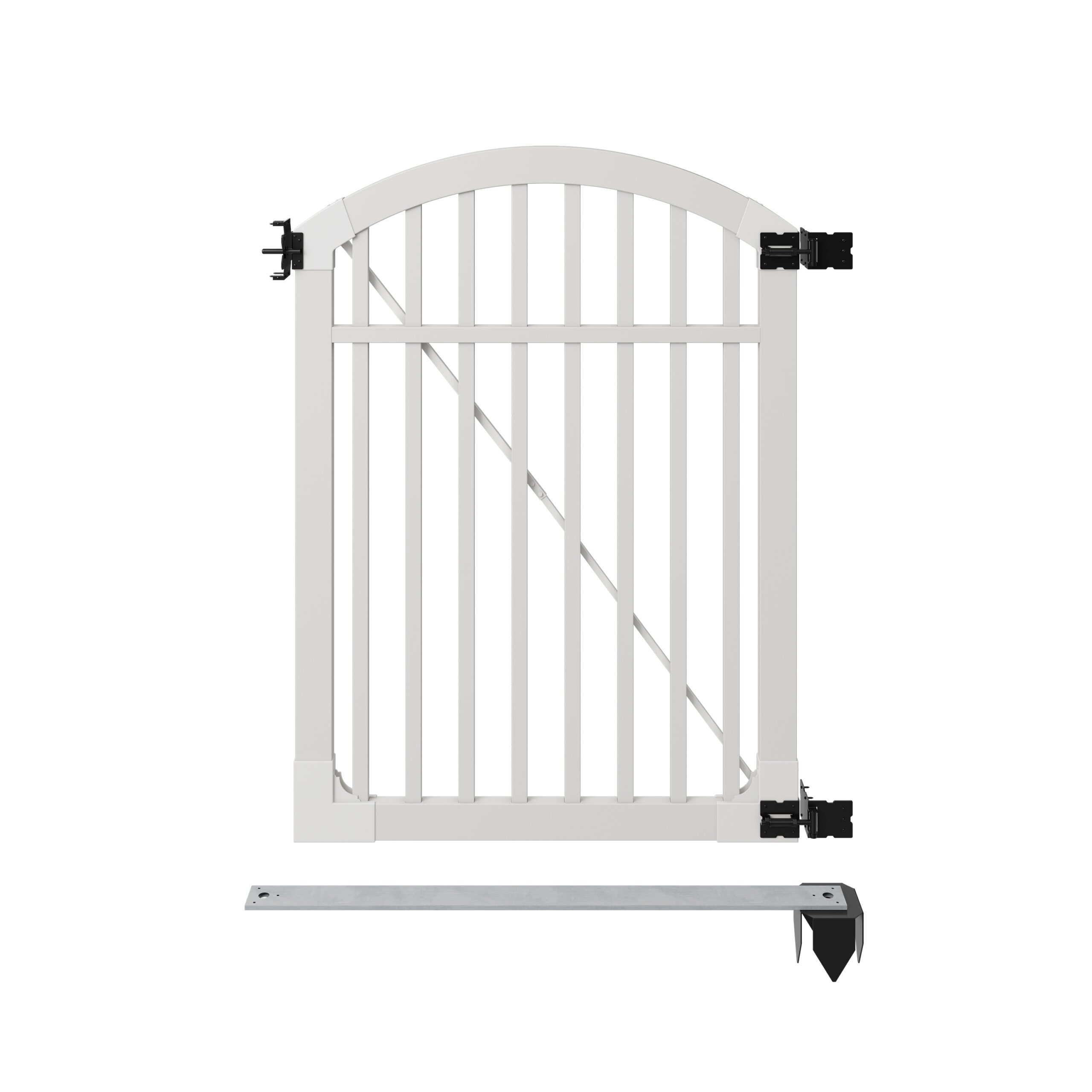 WamBam Fence Premium 5-ft H x 4-ft W 3-Rail Arched Pool Style Vinyl Fence gate No Dig (Unassembled)