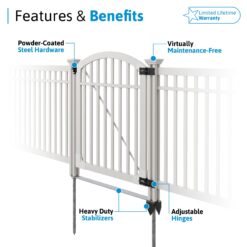 WamBam Fence Premium 5-ft H x 4-ft W 3-Rail Arched Pool Style Vinyl Fence gate No Dig (Unassembled)