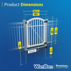WamBam Fence Premium 5-ft H x 4-ft W 3-Rail Arched Pool Style Vinyl Fence gate No Dig (Unassembled)