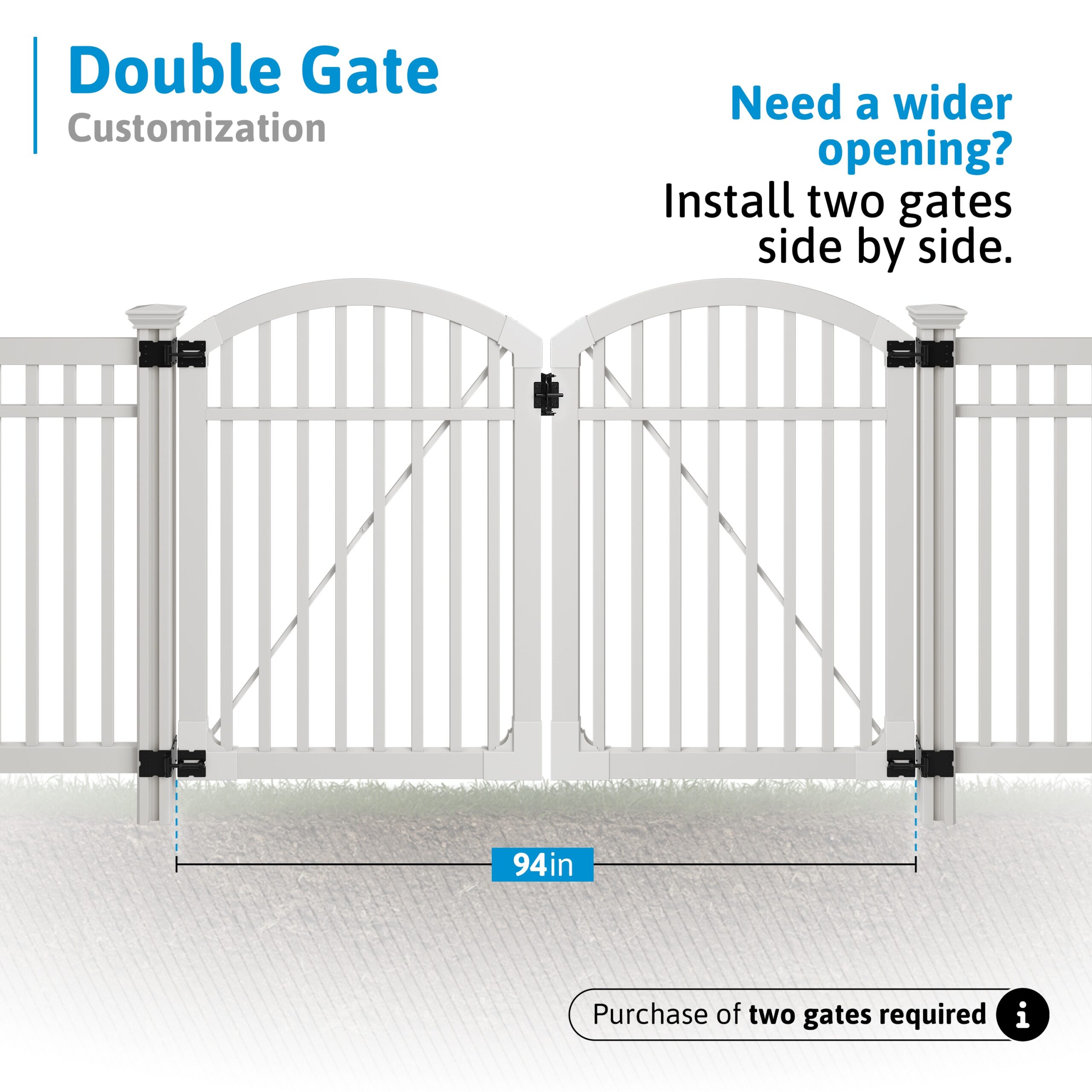 WamBam Fence Premium 5-ft H x 4-ft W 3-Rail Arched Pool Style Vinyl Fence gate No Dig (Unassembled)