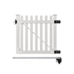 WamBam Fence Premium 4-ft H x 4-ft W Picket Vinyl Picket Fence gate No Dig (Unassembled)