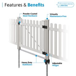 WamBam Fence Premium 4-ft H x 4-ft W Picket Vinyl Picket Fence gate No Dig (Unassembled)