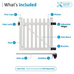 WamBam Fence Premium 4-ft H x 4-ft W Picket Vinyl Picket Fence gate No Dig (Unassembled)