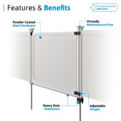 WamBam Fence Premium 6-ft H x 6-ft W Flat-Top Privacy Vinyl Fence gate No Dig (Unassembled)
