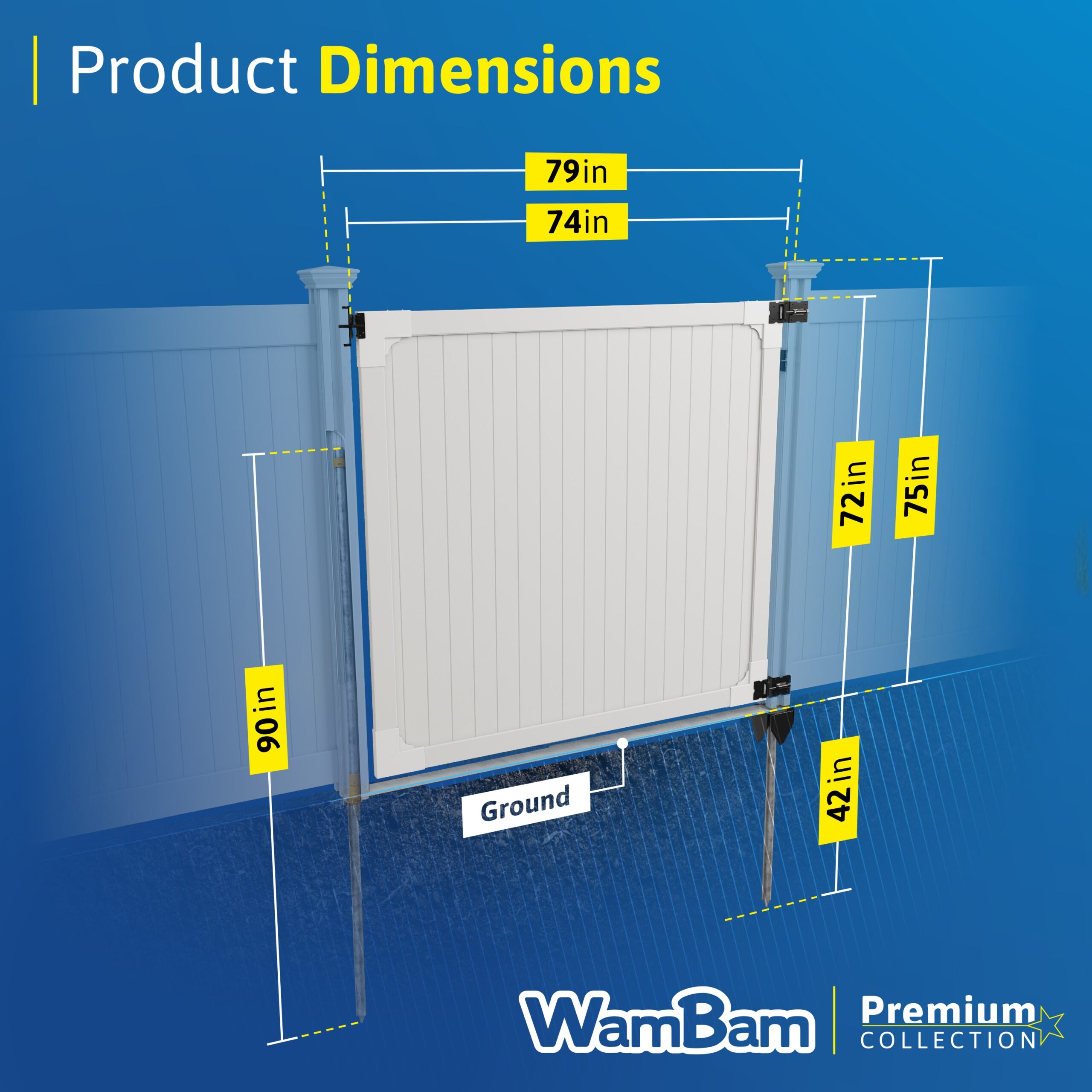 WamBam Fence Premium 6-ft H x 6-ft W Flat-Top Privacy Vinyl Fence gate No Dig (Unassembled)