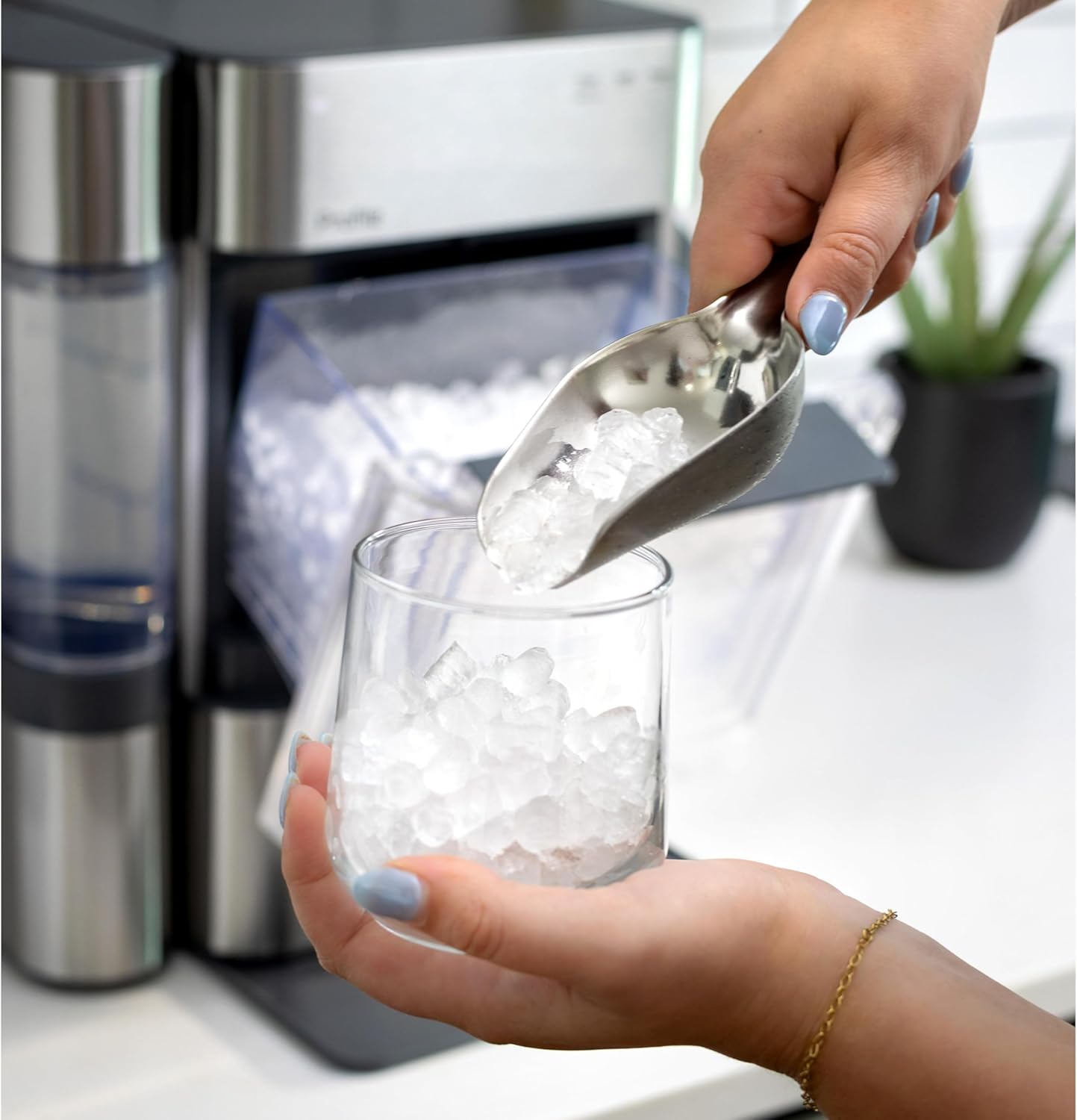 GE Profile Opal 2.0 Ultra Nugget Ice Maker with Side Tank and Scale Inhibiting Filter, Stainless Steel