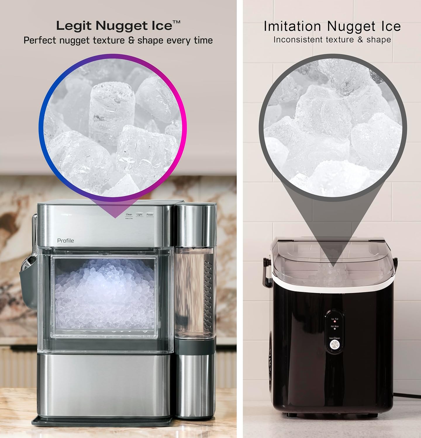 GE Profile Opal 2.0 Ultra Nugget Ice Maker with Side Tank and Scale Inhibiting Filter, Stone White