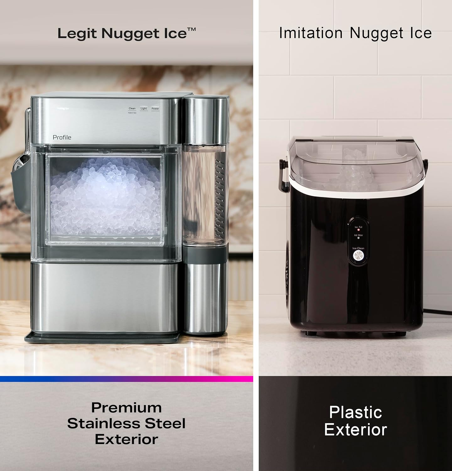 GE Profile Opal 2.0 Ultra Nugget Ice Maker with Side Tank and Scale Inhibiting Filter, Stone White