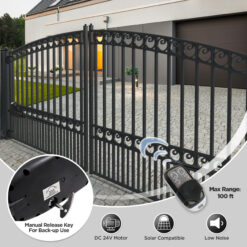 ALEKO 20.0-Feet Dual swing Universal Electric Driveway Gate Opener Kit (Solar Compatible)