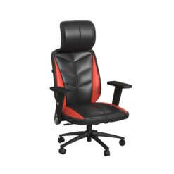 Picket House Furnishings Set of Salzburg Black and Red Contemporary Ergonomic Adjustable Height Swivel Upholstered Gaming Chair