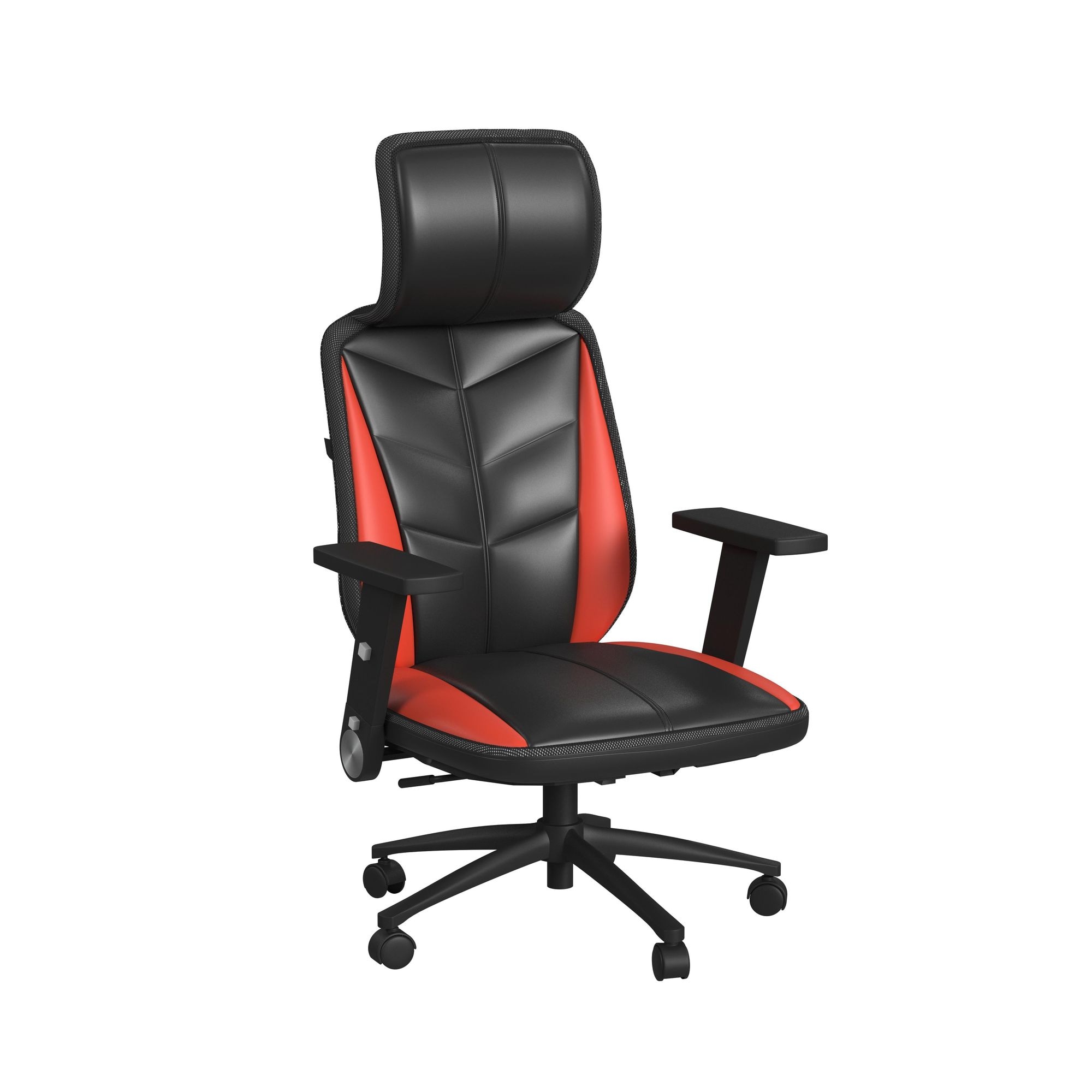 Picket House Furnishings Set of Salzburg Black and Red Contemporary Ergonomic Adjustable Height Swivel Upholstered Gaming Chair