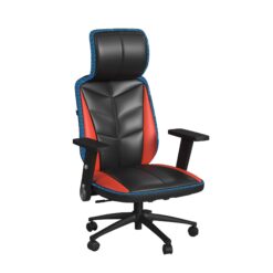 Picket House Furnishings Set of Salzburg Black and Red Contemporary Ergonomic Adjustable Height Swivel Upholstered Gaming Chair
