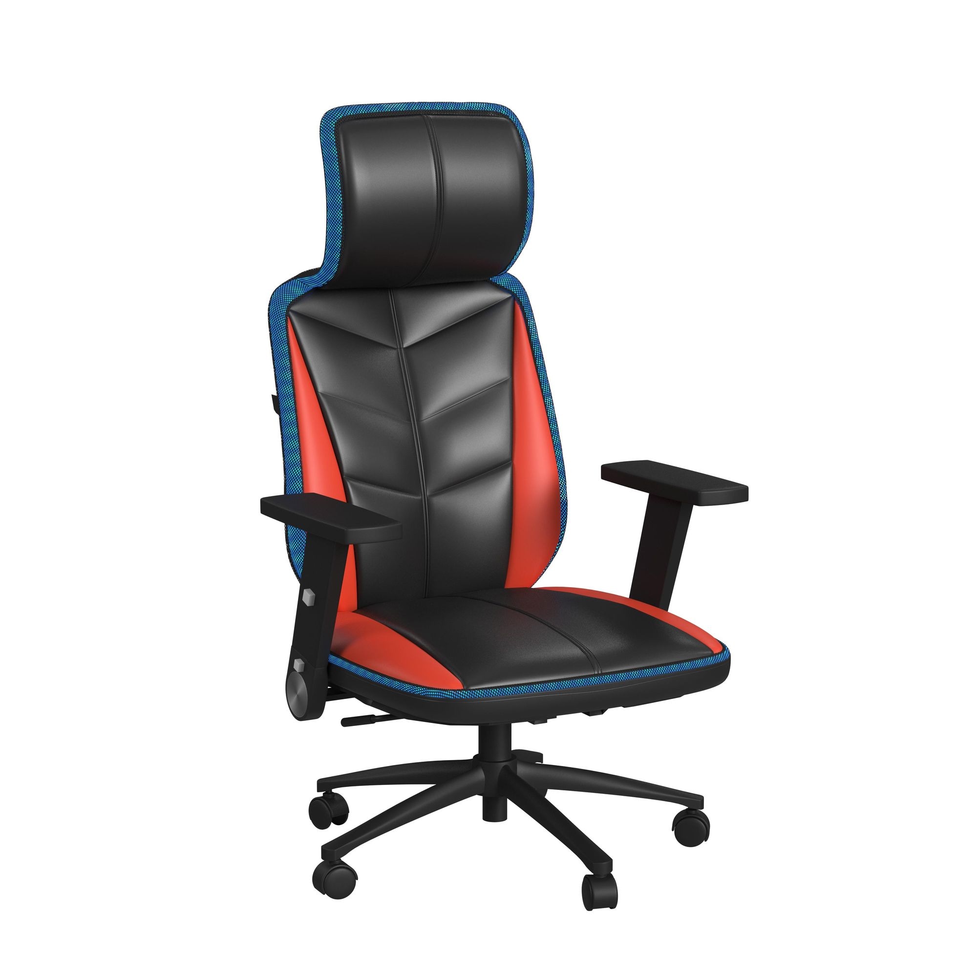 Picket House Furnishings Set of Salzburg Black and Red Contemporary Ergonomic Adjustable Height Swivel Upholstered Gaming Chair