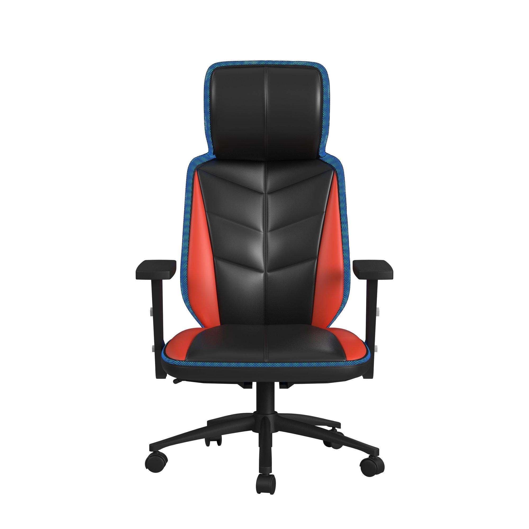 Picket House Furnishings Set of Salzburg Black and Red Contemporary Ergonomic Adjustable Height Swivel Upholstered Gaming Chair