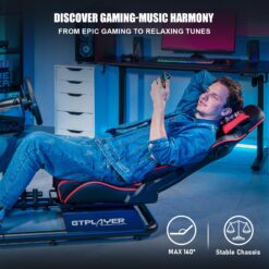GTPLAYER Red Video Racing Simulator Cockpit with Seat and Bluetooth Speakers Sim Racing Cockpit AB Box