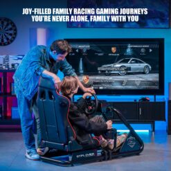 GTPLAYER Red Video Racing Simulator Cockpit with Seat and Bluetooth Speakers Sim Racing Cockpit AB Box