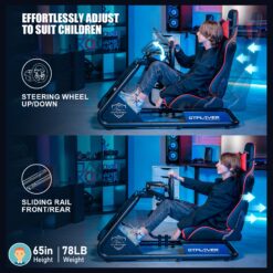 GTPLAYER Red Video Racing Simulator Cockpit with Seat and Bluetooth Speakers Sim Racing Cockpit AB Box