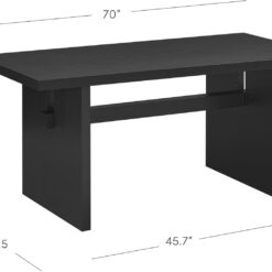 Nathan James Briggs Modern Dining Table for 6, Small Rectangle, 6-Person Black, Solid Wood in Black Oak