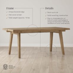 Nathan James Andy Modern Farmhouse Dining Table for 6 with Solid Wood Legs, Extendable Dining Table, Light Brown