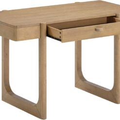 Nathan James Haley Mid Century Modern Home Office Desk, Solid Wood Writing Desk with Drawer and Rounded Legs, Light Brown